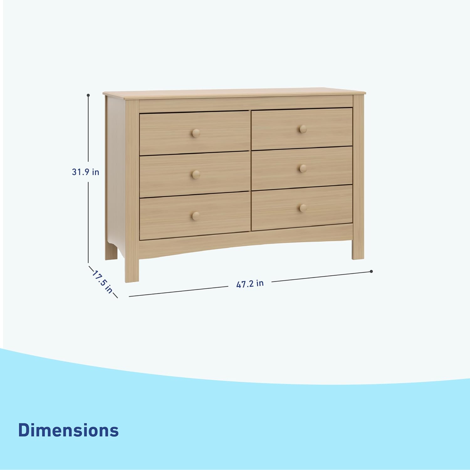 CLEARANCE- Graco Noah 6-Drawer Dresser, Driftwood | GREENGUARD Gold Certified, Wood Dresser for Bedroom, Kids & Nursery Storage Chest, Safety Interlocking Drawers