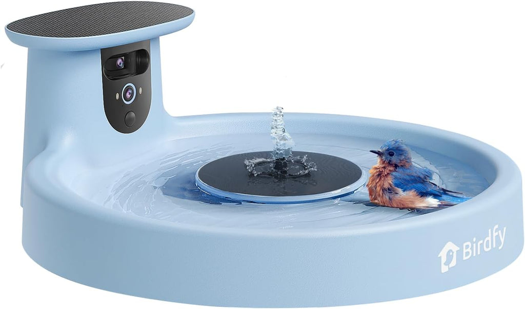 Solar Smart Bird Bath with Dual-Lens Camera & Fountain - AI Video Capture