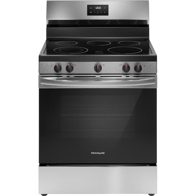 Frigidaire 30-Inch 5.3 Cu. Ft. Freestanding Electric Range with 5-Burner Glass Cooktop – Stainless Steel