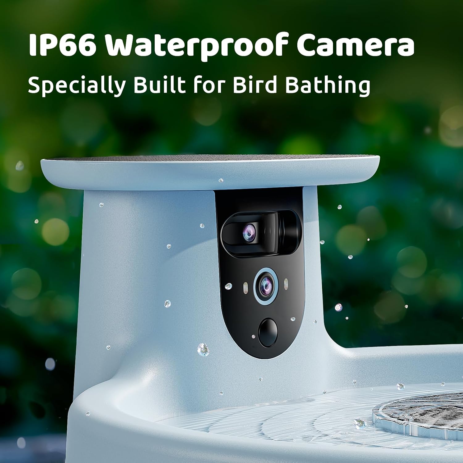 Solar Smart Bird Bath with Dual-Lens Camera & Fountain - AI Video Capture