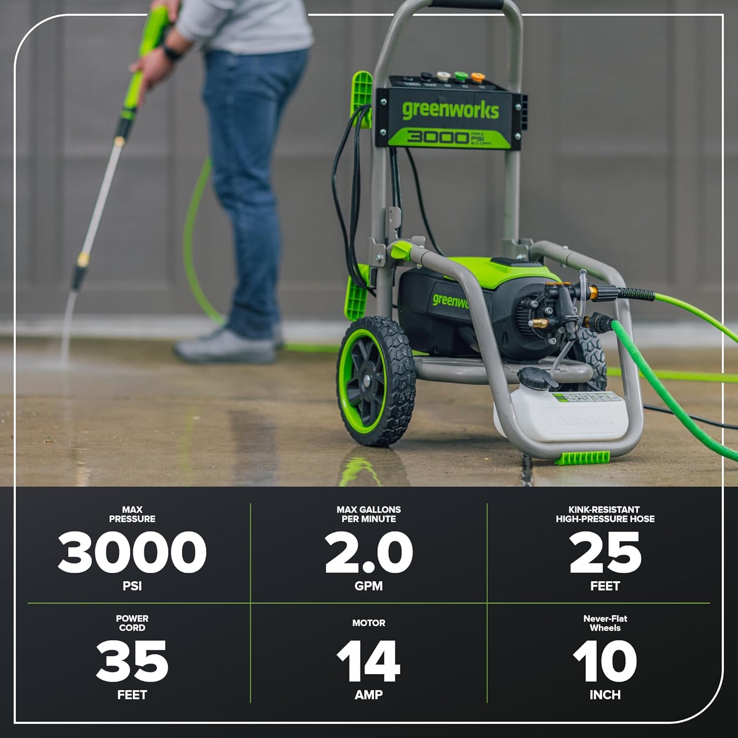 Greenworks 3000 PSI (2.0 GPM Max) Brushless Electric Pressure Washer OPEN BOX