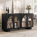OINICE 63” Sideboard Buffet Cabinet with Storage for Dining Room,Black | Modern Accent Console Cabinet with Arched Glass Doors,supports up to 100 lbs,Adjustable Shelves,for Kitchen,Entryway