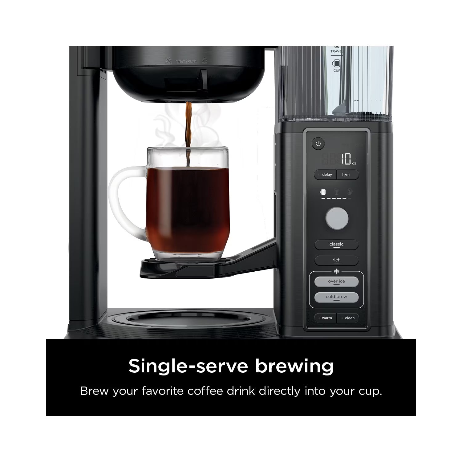OPEN BOX- Ninja Hot & Iced 10-Cup Drip Coffee Maker, 4 Brew Styles, Rapid Cold Brew, CM360WM, Black