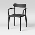 elba outdoor patio stack dining chair black