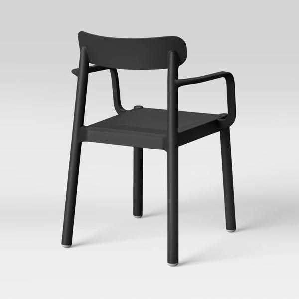 elba outdoor patio stack dining chair black