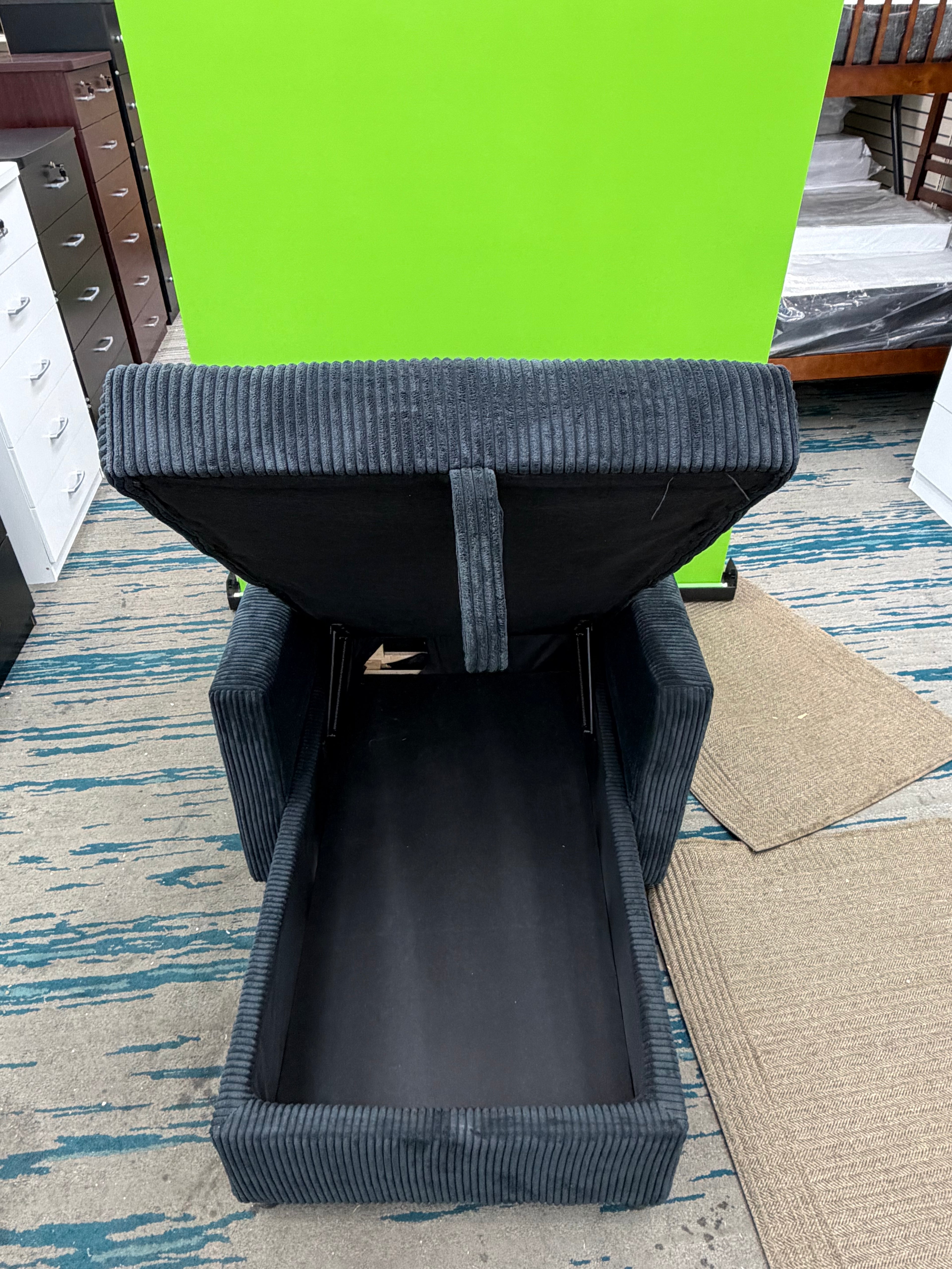 upholstered chaise lounge chair with storage