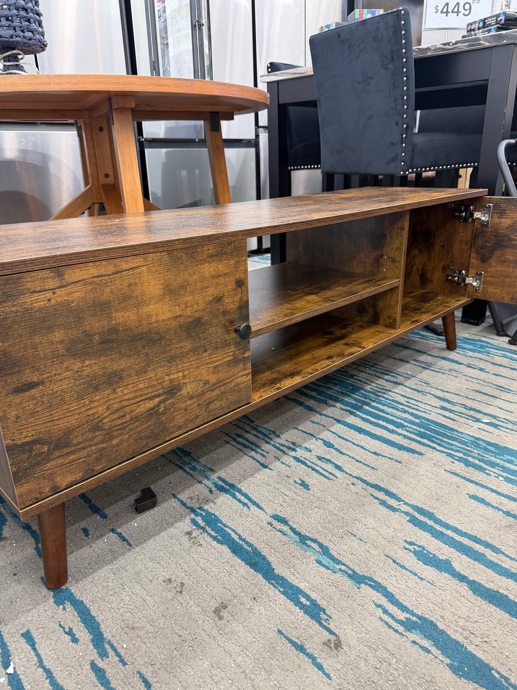 WLIVE TV Stand for 55 60 Inch TV, mid Century Modern Entertainment Center with 2 Cabinets Storage