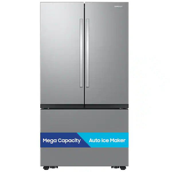 36 in. 32 cu. ft. Standard Depth Mega Capacity 3-Door French Door Refrigerator in Stainless Steel with Auto Ice Maker